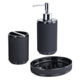 Mainstays 3-Piece Solid Color Soft Touch Plastic Bath Set, Black ...