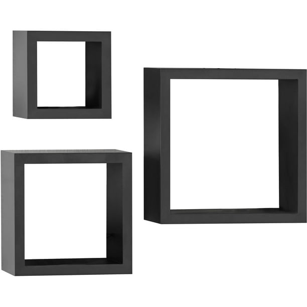 Mainstays 3-Piece Wall Cube Set, Black - Walmart.com