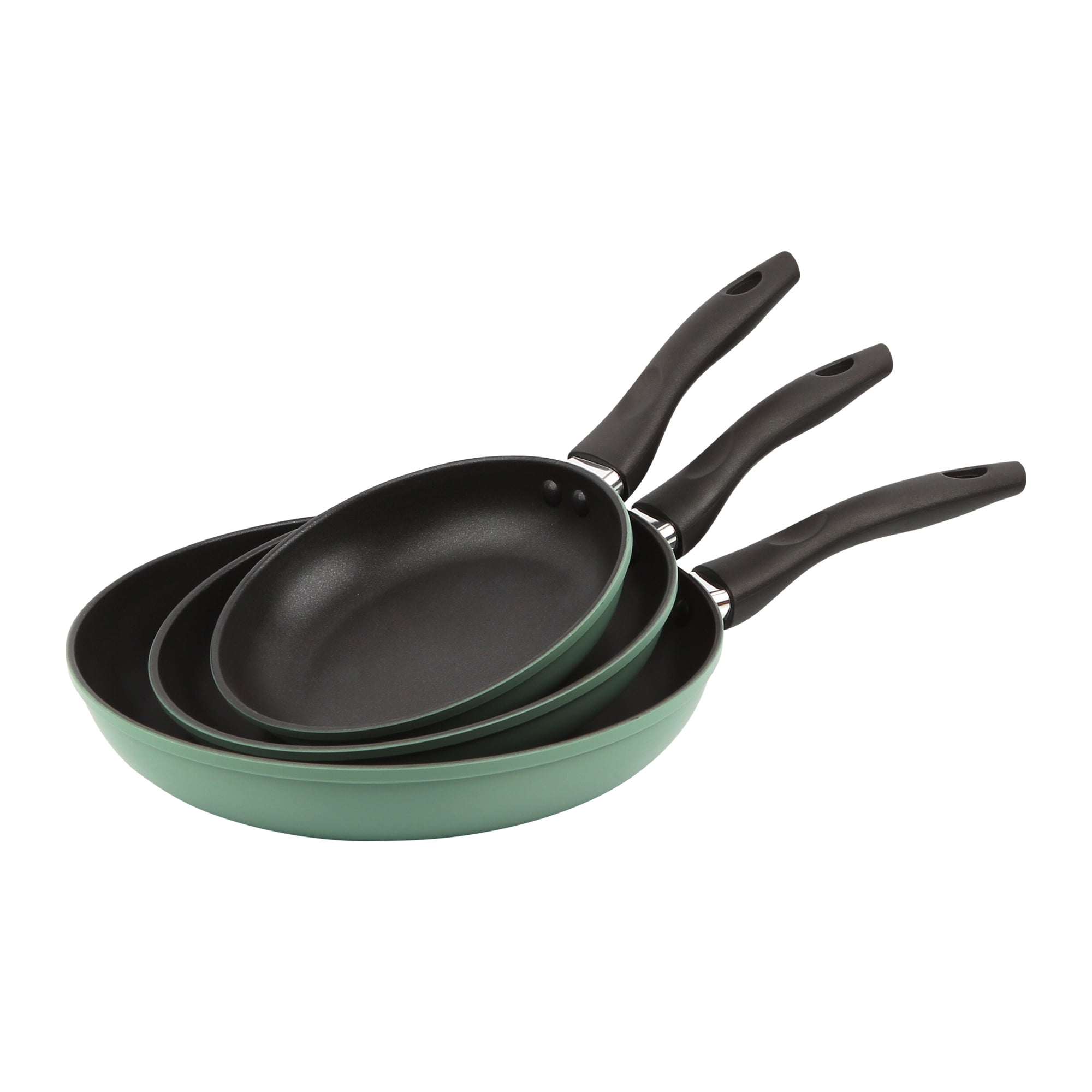 Mainstays 3 Pieces Aluminum Nonstick Skillets Set Green Sage
