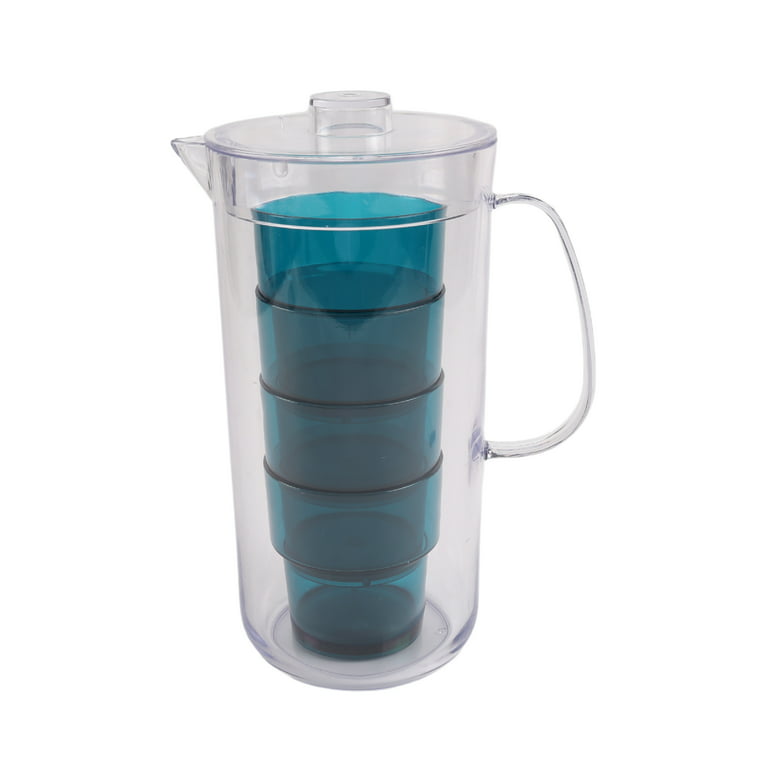 Mainstays 3-Quart Acrylic Pitcher with Stackable Tumbler Pitcher Set, Teal  