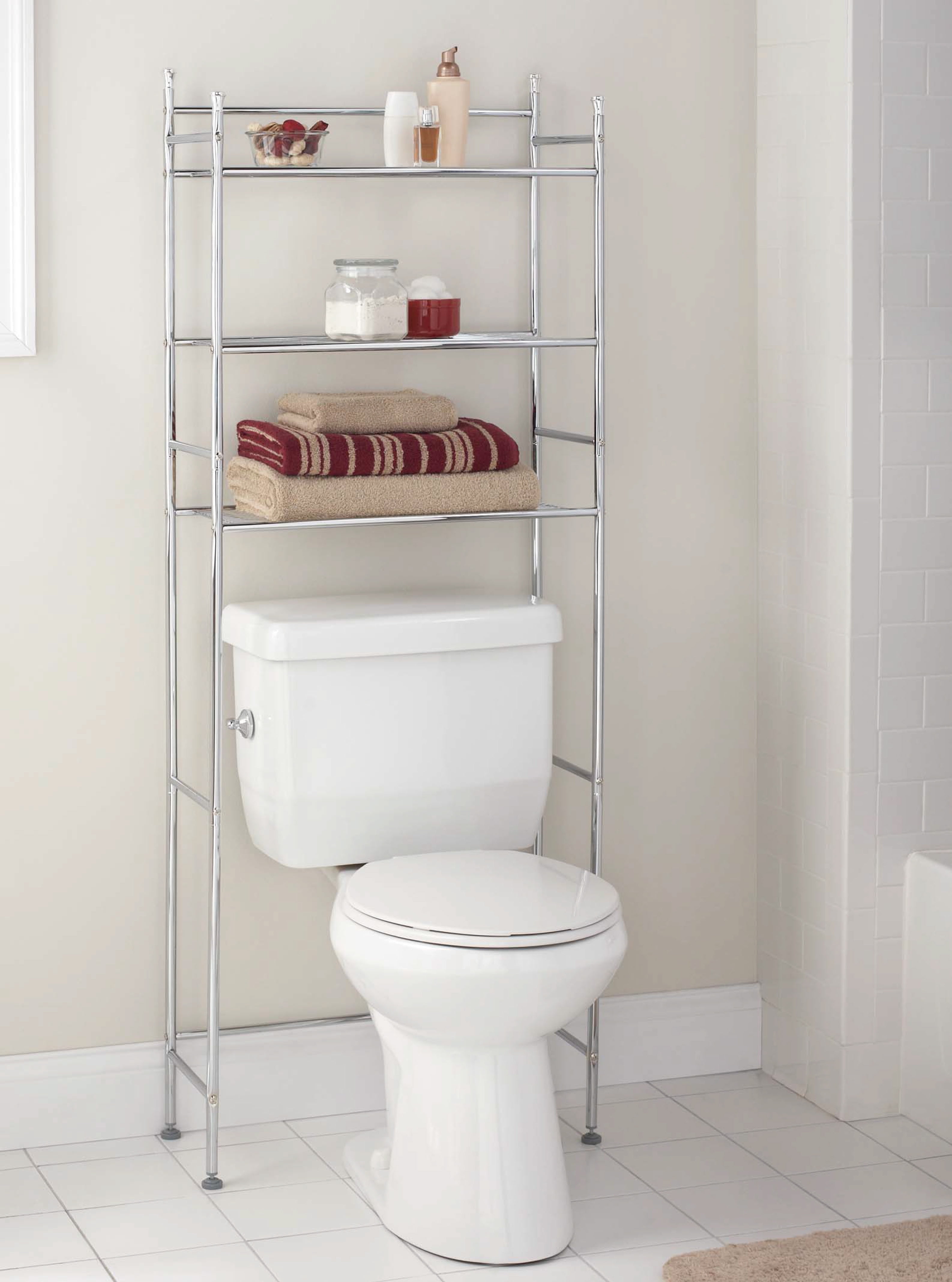 Mainstays 3Shelf Bathroom Space Saver, Chrome Finish