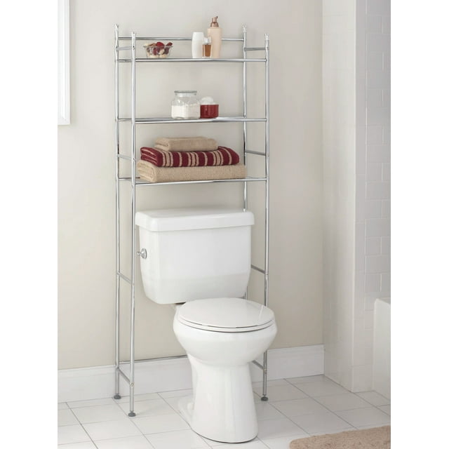 Mainstays 3Shelf Bathroom Space Saver, Chrome Finish