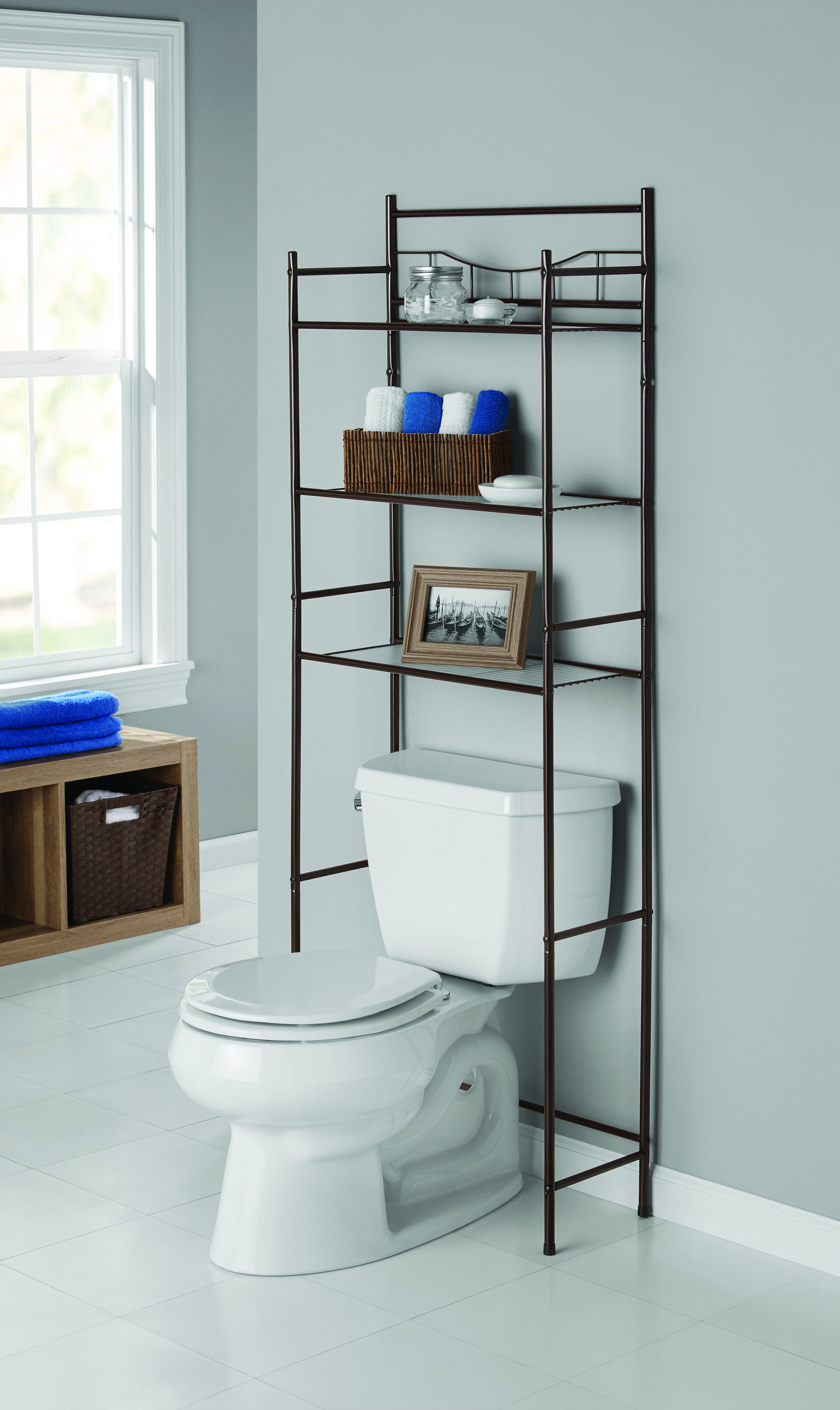 Mainstays 3-Shelf Bathroom over the Toilet Space Saver with Liner, Oil Rubbed Bronze for Adults - image 1 of 7