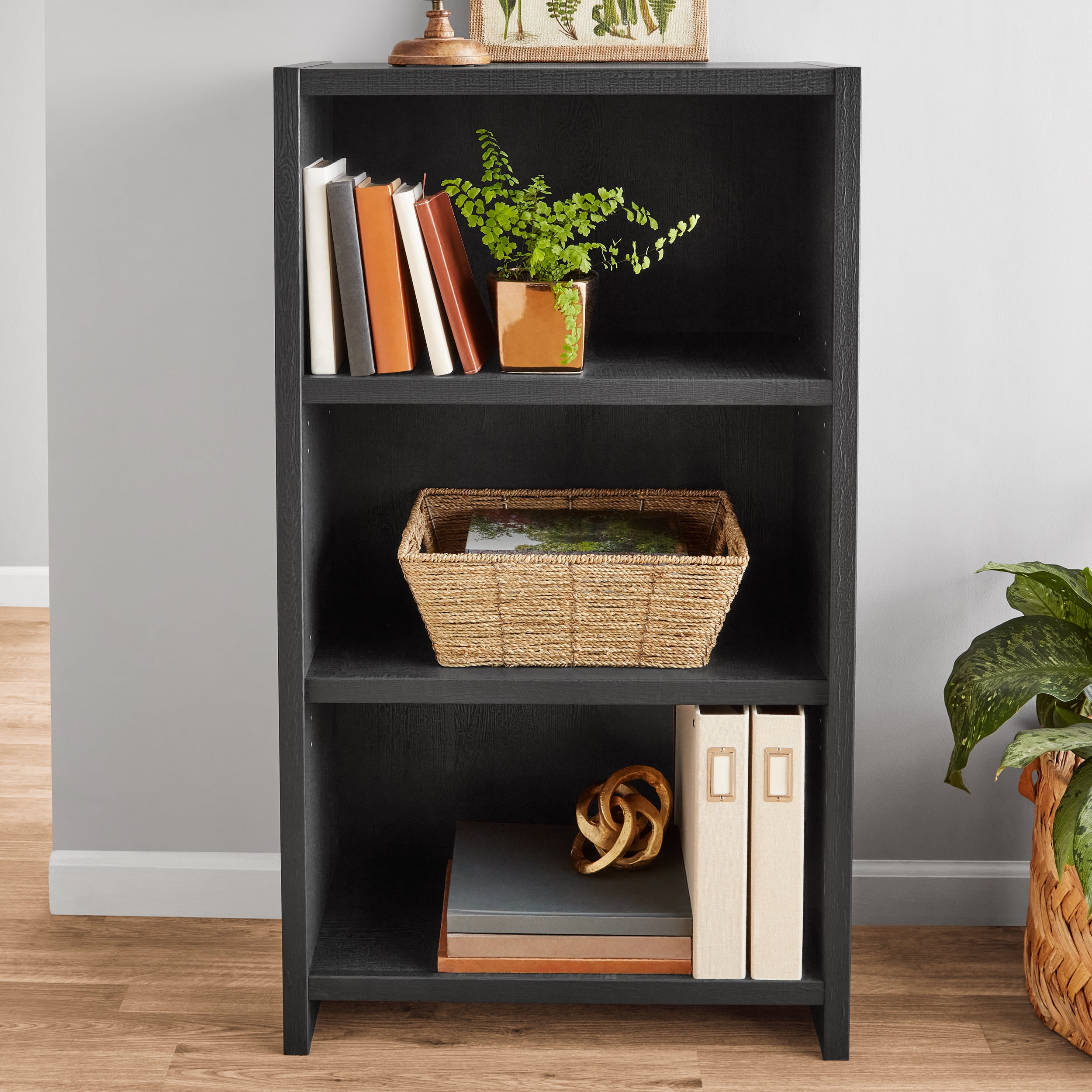 Mainstays Westley 3 Shelf Bookcase Black Finish