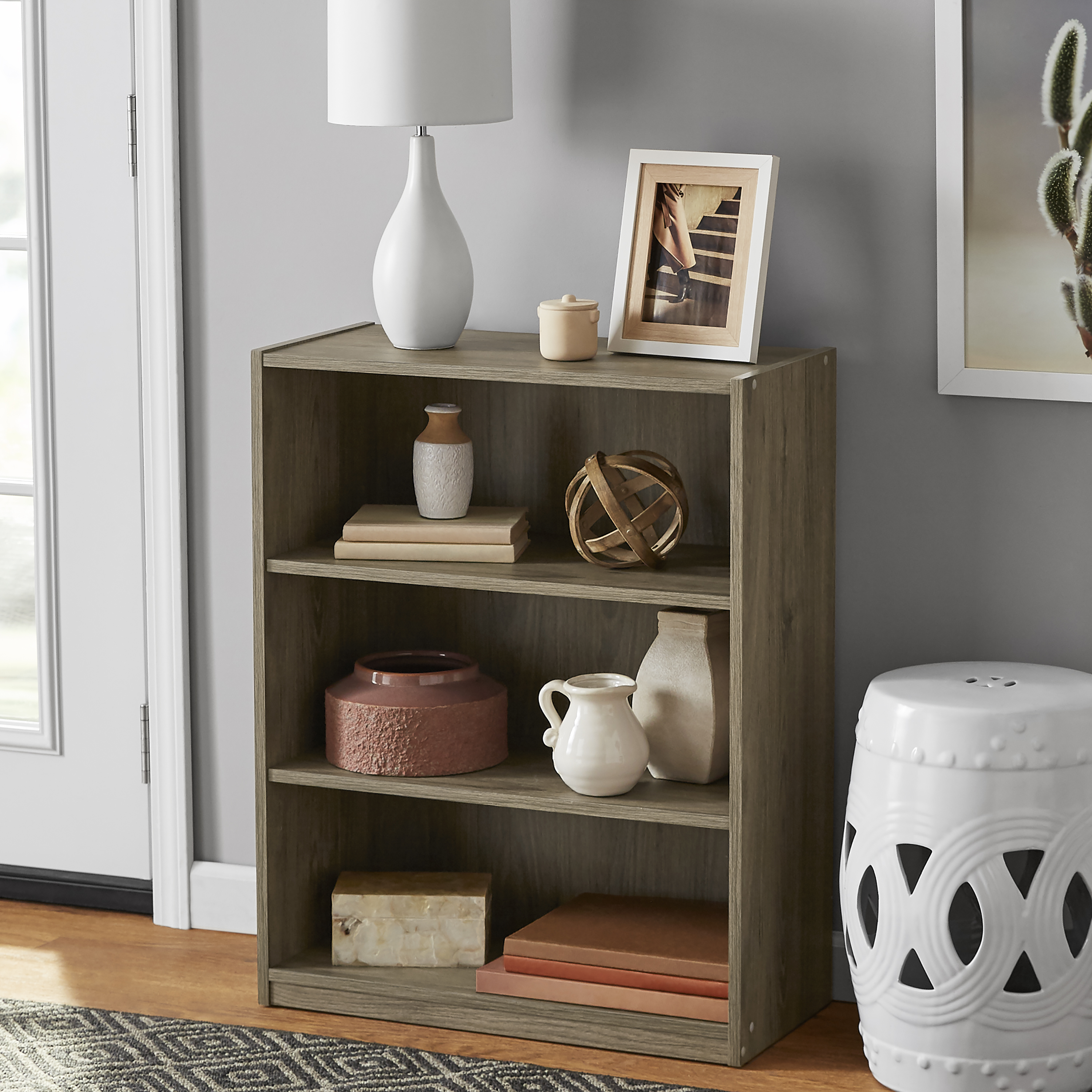 Mainstays 3-Shelf Bookcase with Adjustable Shelves, Rustic Oak - image 1 of 6