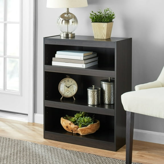 Mainstays 3-Shelf Framed Bookcase with Adjustable Shelves, Espresso