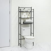 Mainstays 3-Shelf over the Toilet Steel Wall Mount Storage Shelf Unit, Black, Holds up to 30 lb Capacity