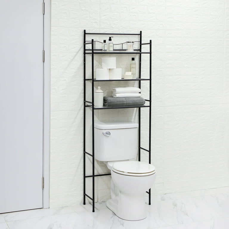 Mainstays Over the Toilet Steel Storage Shelf Unit, Matte Black Finish for Adults