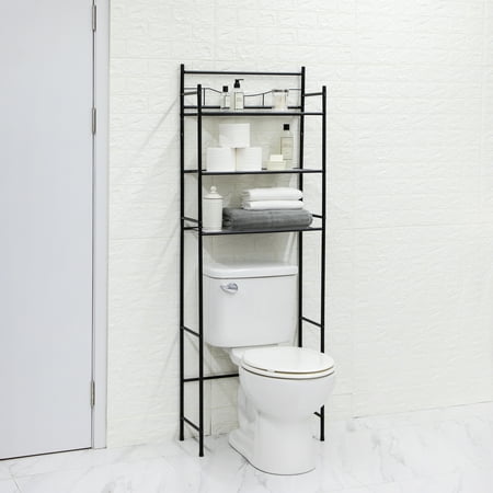 mainstays 3-shelf over-the-toilet bathroom storage unit black steel