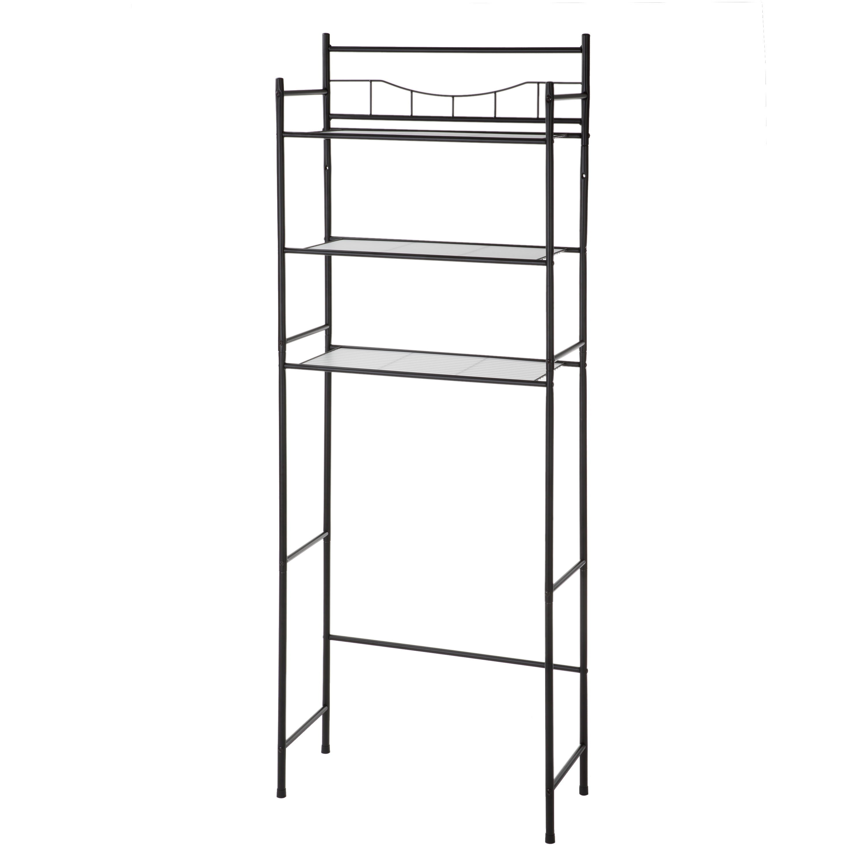 Mainstays 3-Shelf over the Toilet Steel Wall Mount Storage Shelf Unit, Black, Holds up to 30 lb Capacity