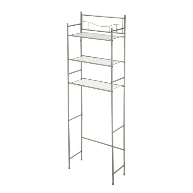 Mainstays 3-Shelf Over-the-Toilet Steel Storage Rack, Satin Nickel