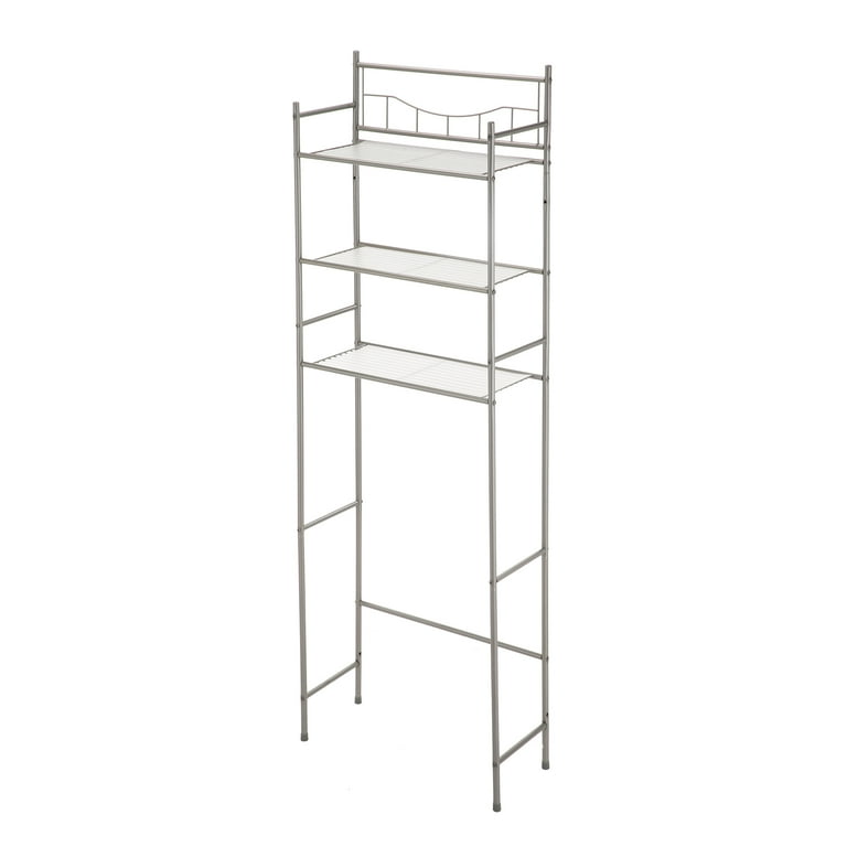 Mainstays Over the Toilet Steel 3-Shelf Storage Shelf Unit, Satin Nickel Finish for Adults