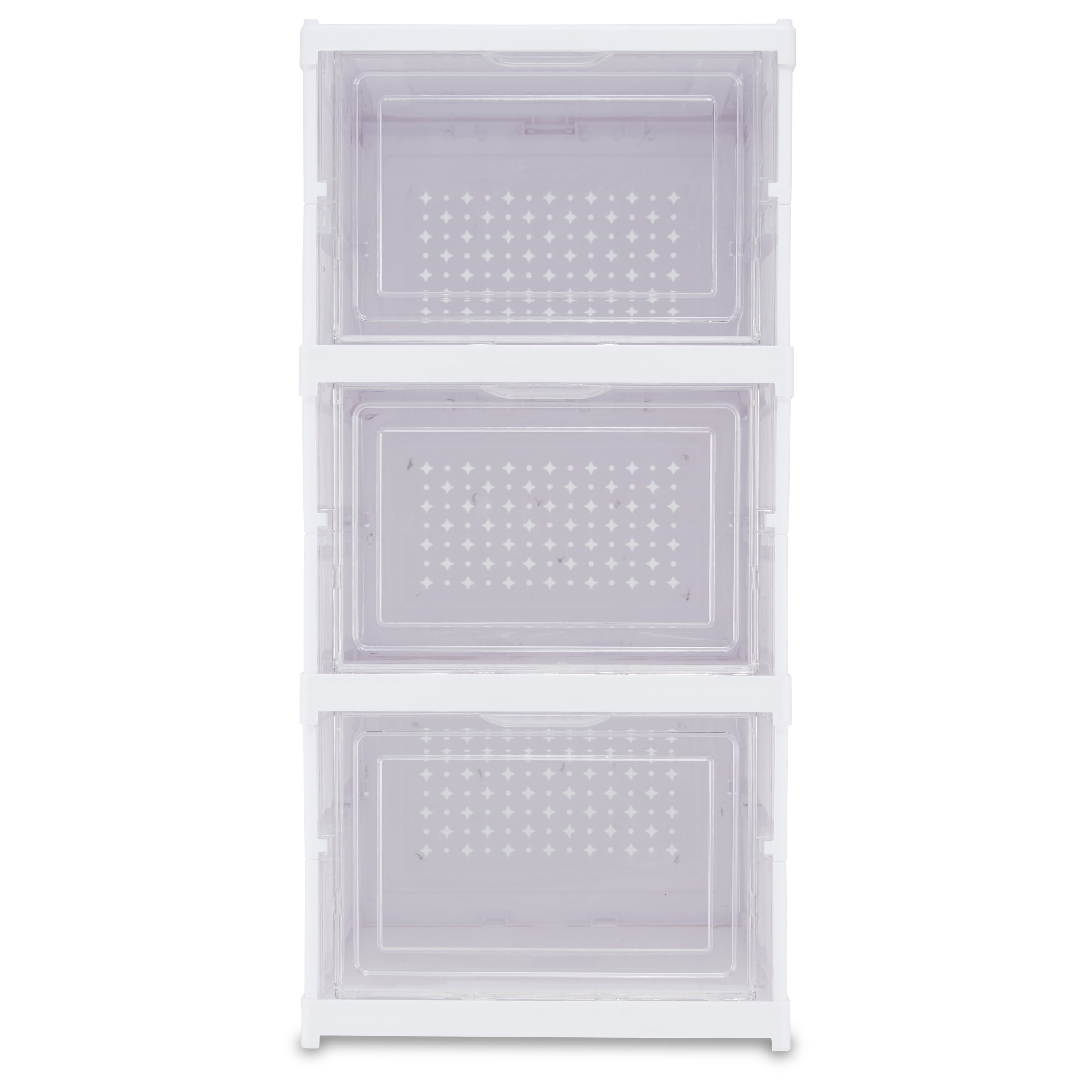 Mainstays 3-Tier Collapsible Shoe Organizer, Clear/White
