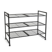 Mainstays 3-Tier Gray & Silver Metal Shoe Rack for Shoe Storage, Holds up to 12 Pairs