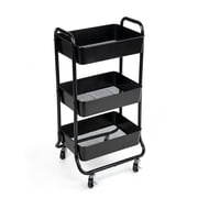 Mainstays 3 Tier Metal Laundry Cart, Rich Black, Easy Rolling