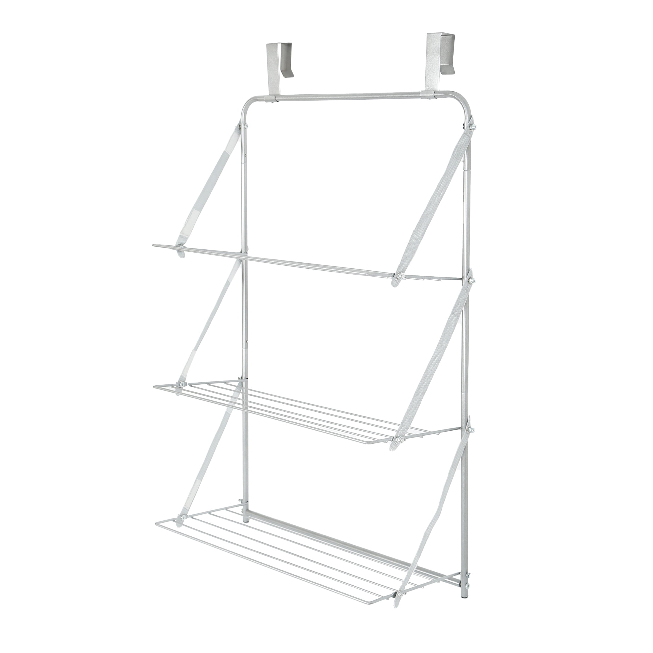 Mainstays 3-Tier Steel over-the-Door Towel Clothes Drying Rack, Silver