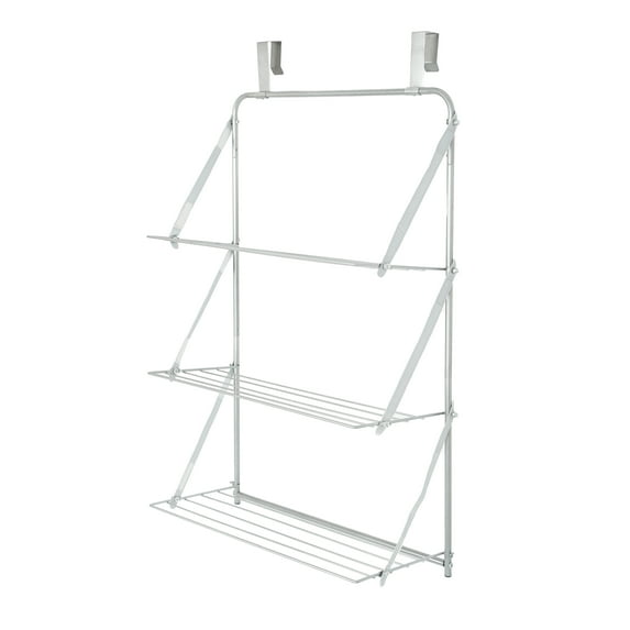 Mainstays 3-Tier Steel Over-the-Door Clothes Drying Rack, Silver