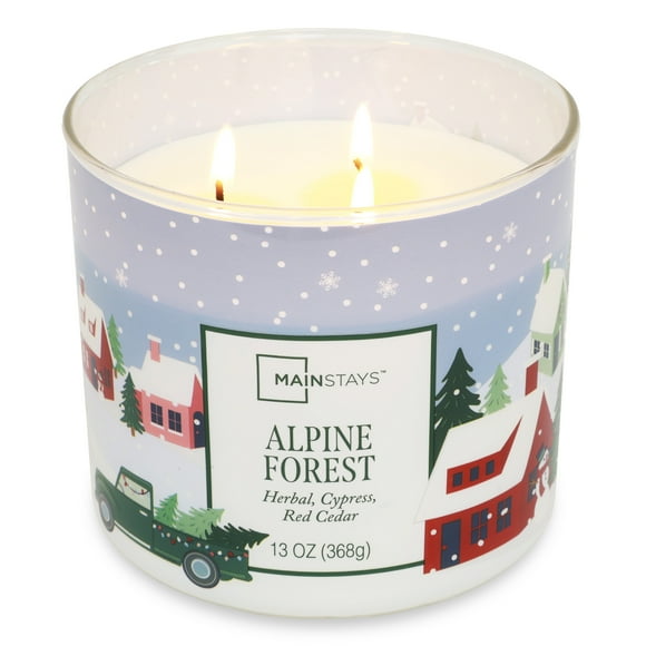 Mainstays 3-Wick Alpine Forest Scented Candle with a Truck Farm Scene Wrap, 13-Ounce