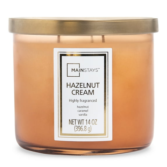 Mainstays 3-Wick Candle, Hazelnut Cream, Colored Jar - 14 oz