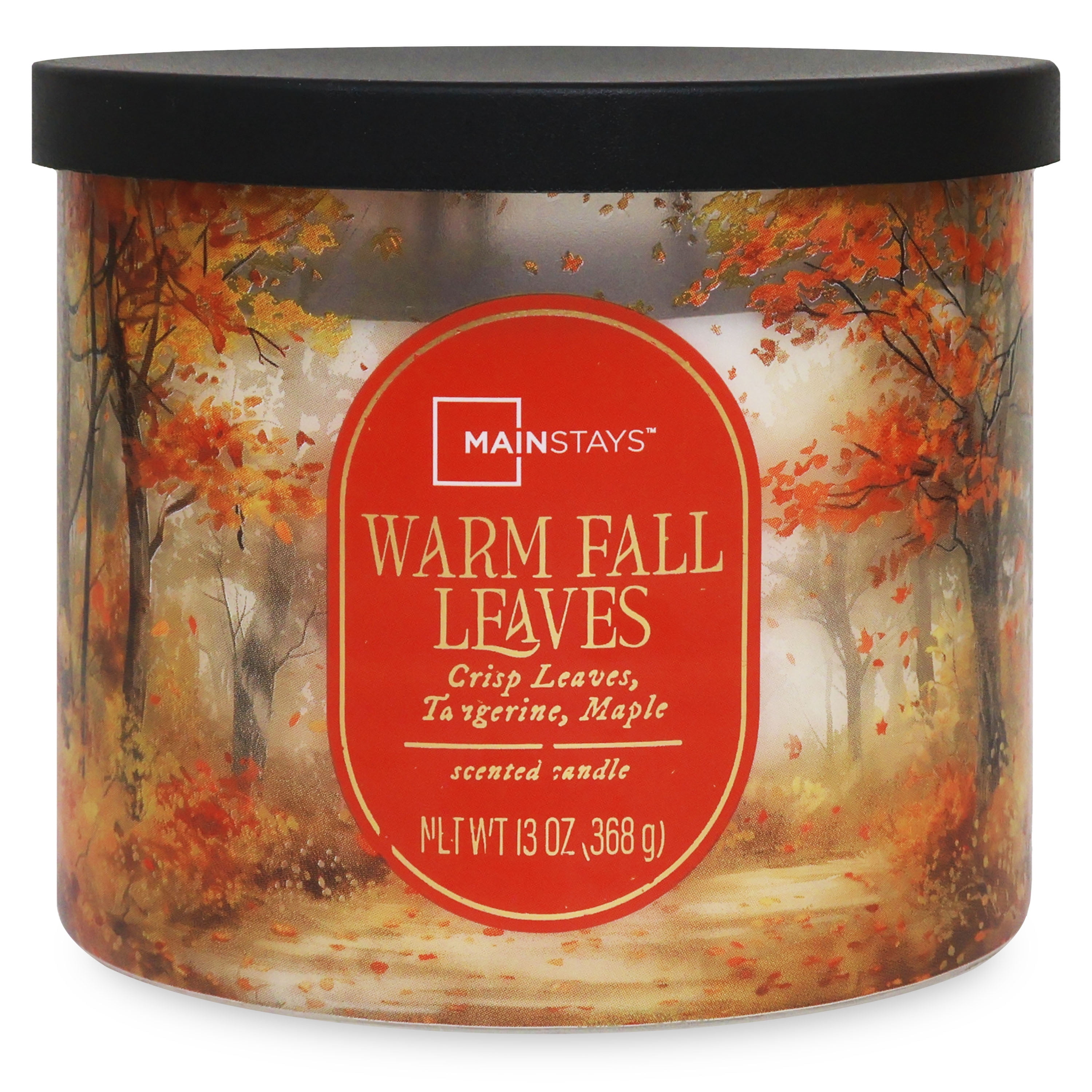 Mainstays Warm Fall Leaves Scented Candle, 3 Wicks, 13 oz