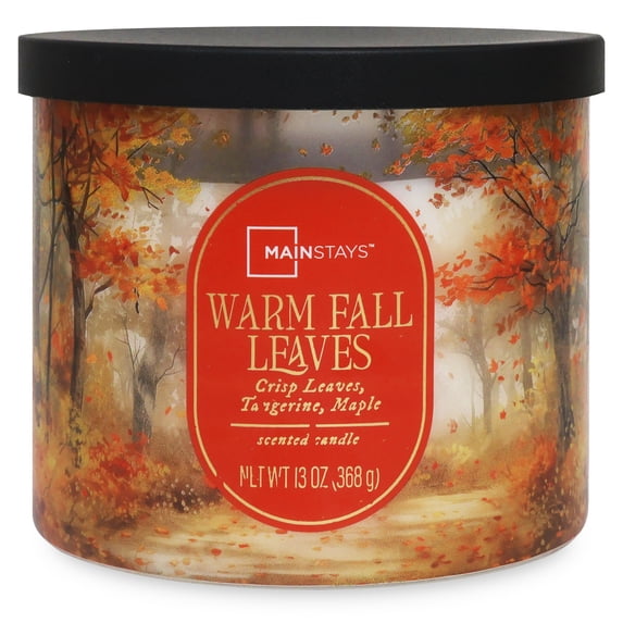 Mainstays Warm Fall Leaves Scented Candle, 3 Wicks, 13 oz
