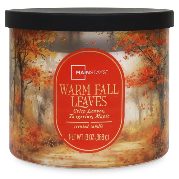Mainstays Warm Fall Leaves Scented Candle with 3 Wicks, 13 oz