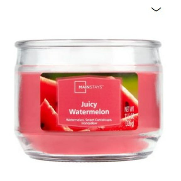 Mainstays 3-Wick Glass Jar Candle, Juicy Watermelon, Pink, 11.5 oz