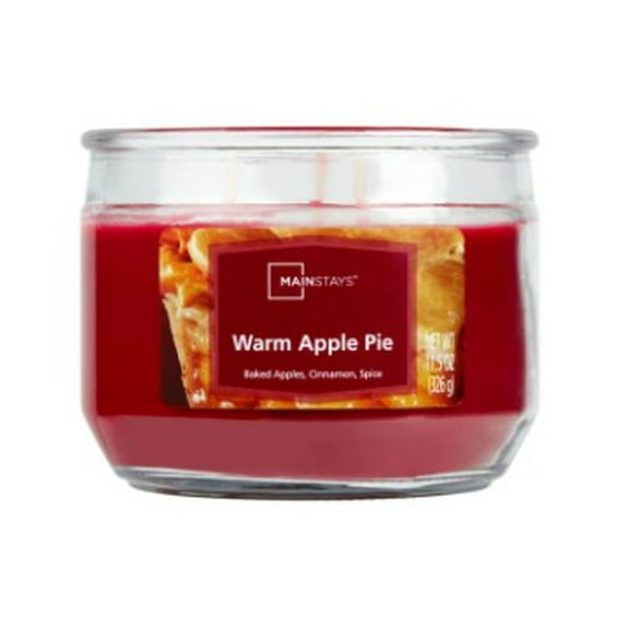 Mainstays 3-Wick Glass Jar Candle, Warm Apple Pie, Red, 11.5 oz