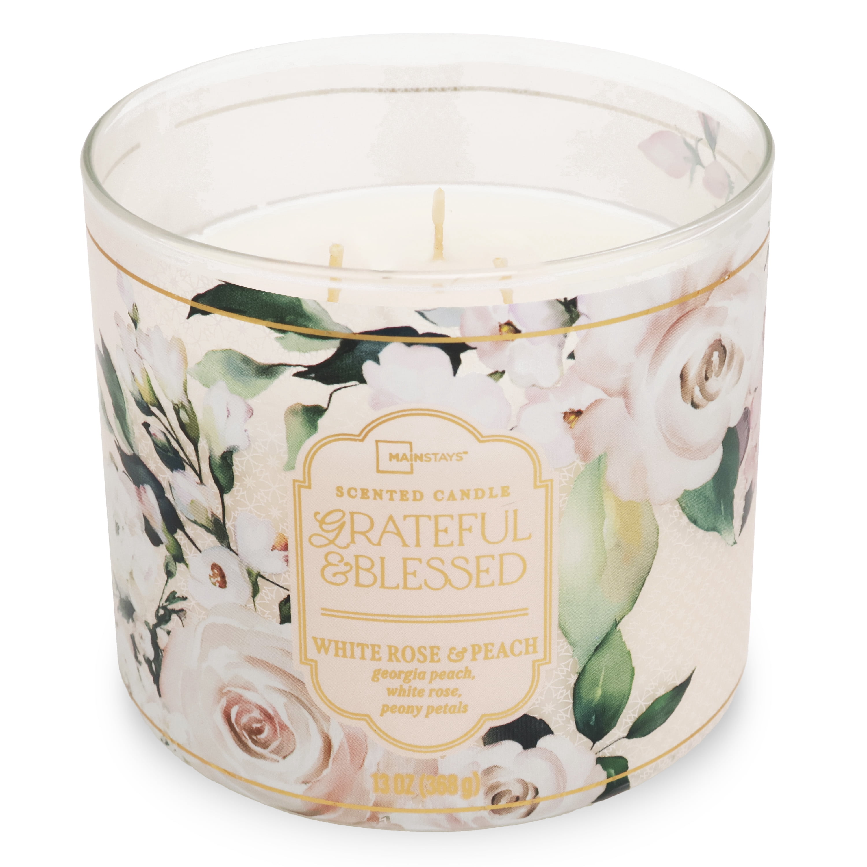 Mainstays 3-Wick Mother's Day Wrapped Candle 'Grateful & Blessed', 13-Ounce by Mainstays