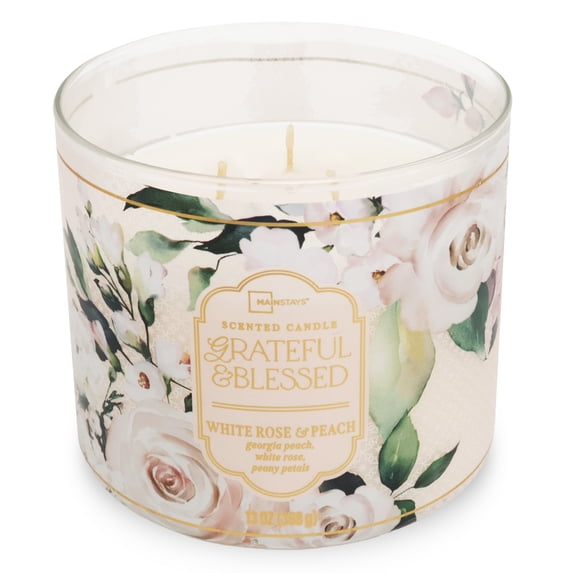 Mainstays 3-Wick Mother's Day Wrapped Candle 'Grateful & Blessed', 13-Ounce by Mainstays