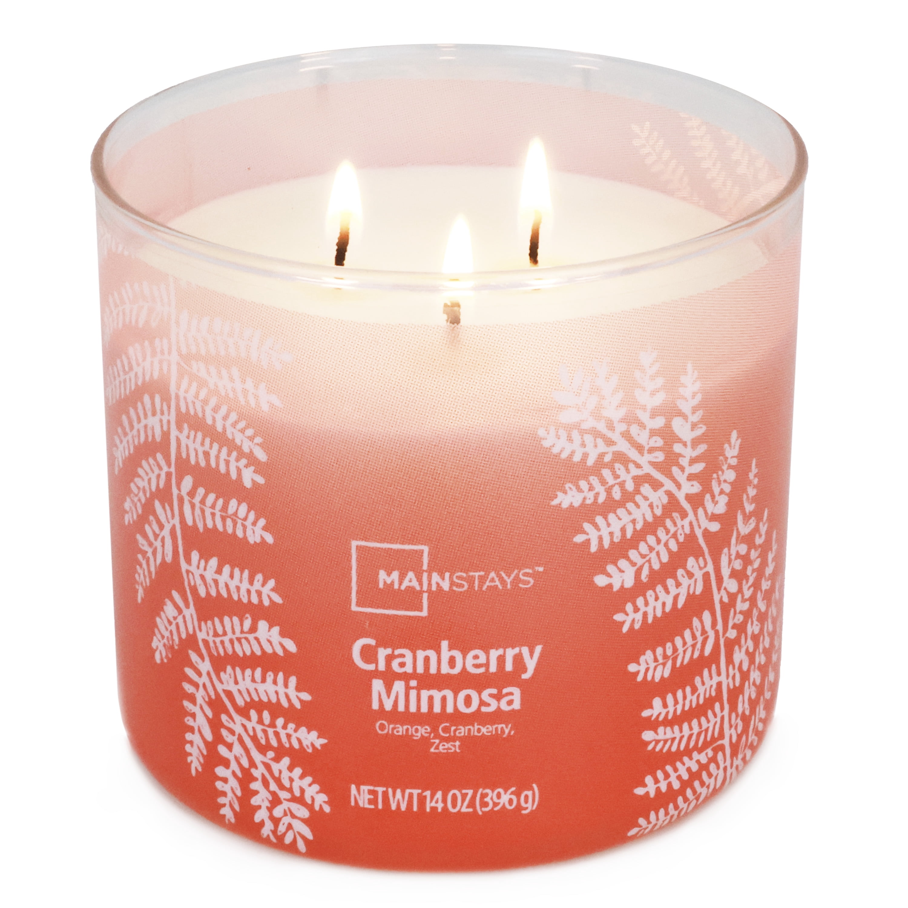 Mainstays Cranberry Mimosa 3-Wick Ombre Wrap Candle, 14 Oz