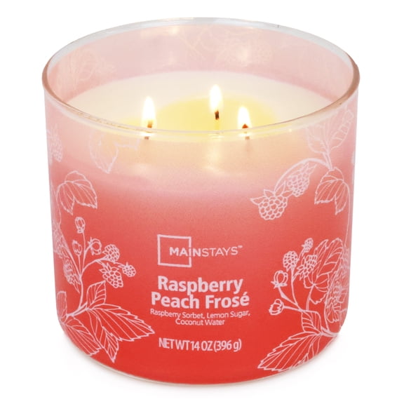 Mainstays 3-Wick Ombre Wrap Raspberry Peach Candle, 14-Ounce