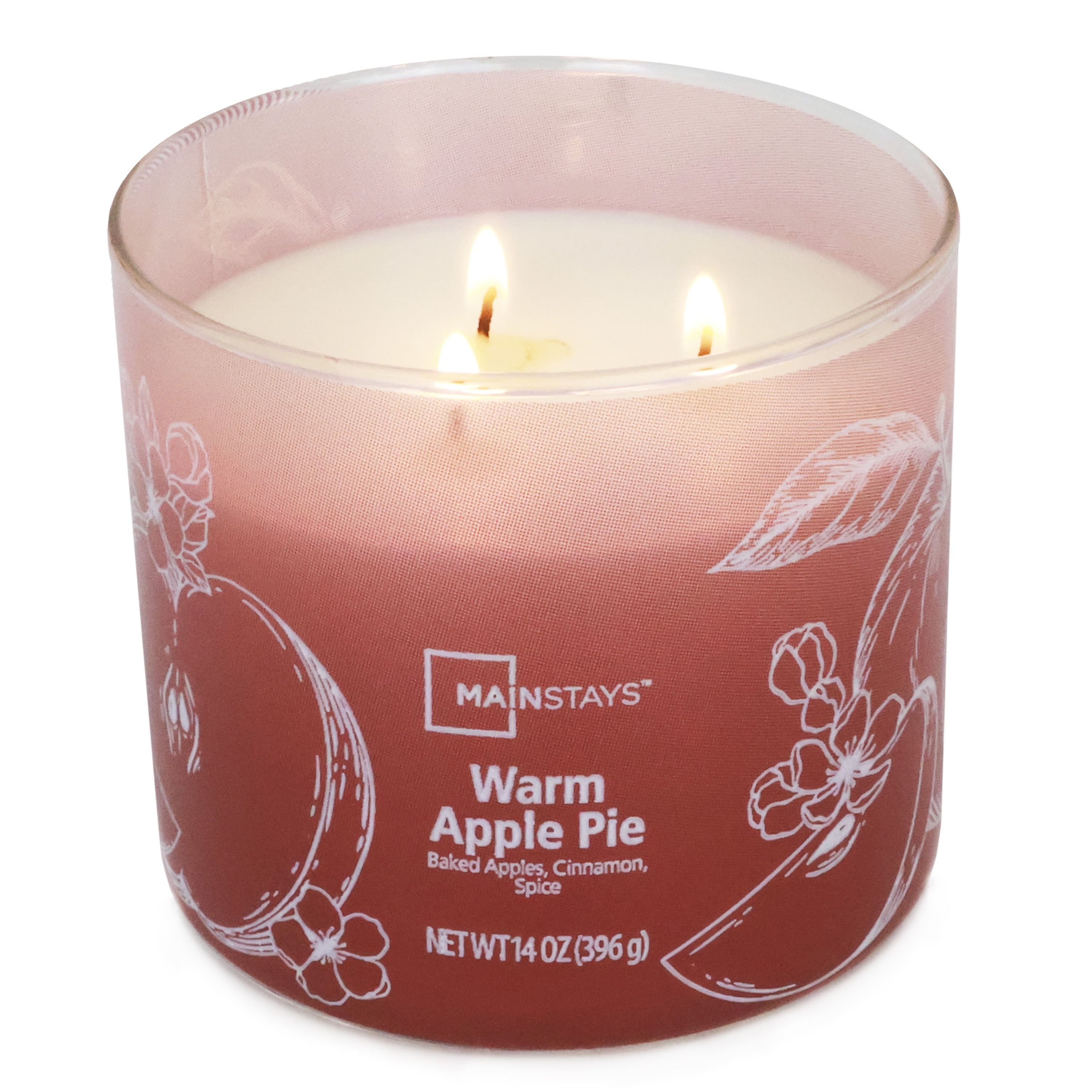 Mainstays 3-Wick Ombre Wrap Warm Apple Pie Candle, 14-Ounce