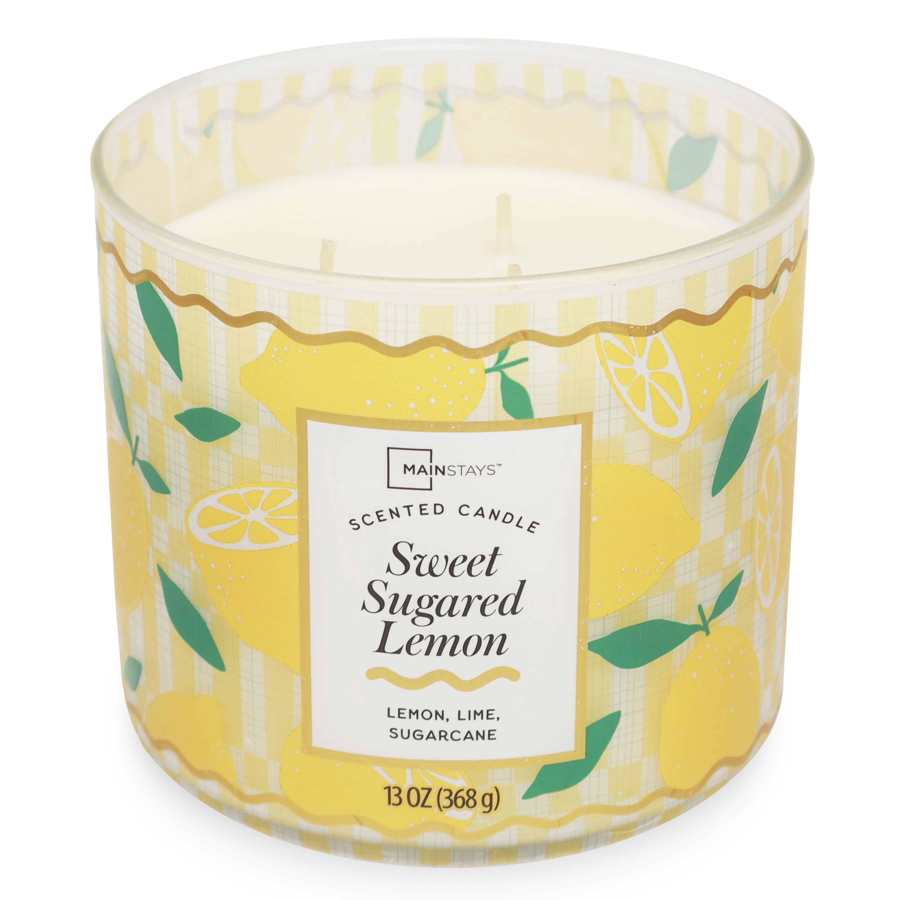Mainstays Sweet Sugared Lemon 3-Wick Fragrance Candle with Decorative Wrap, 13 Ounce