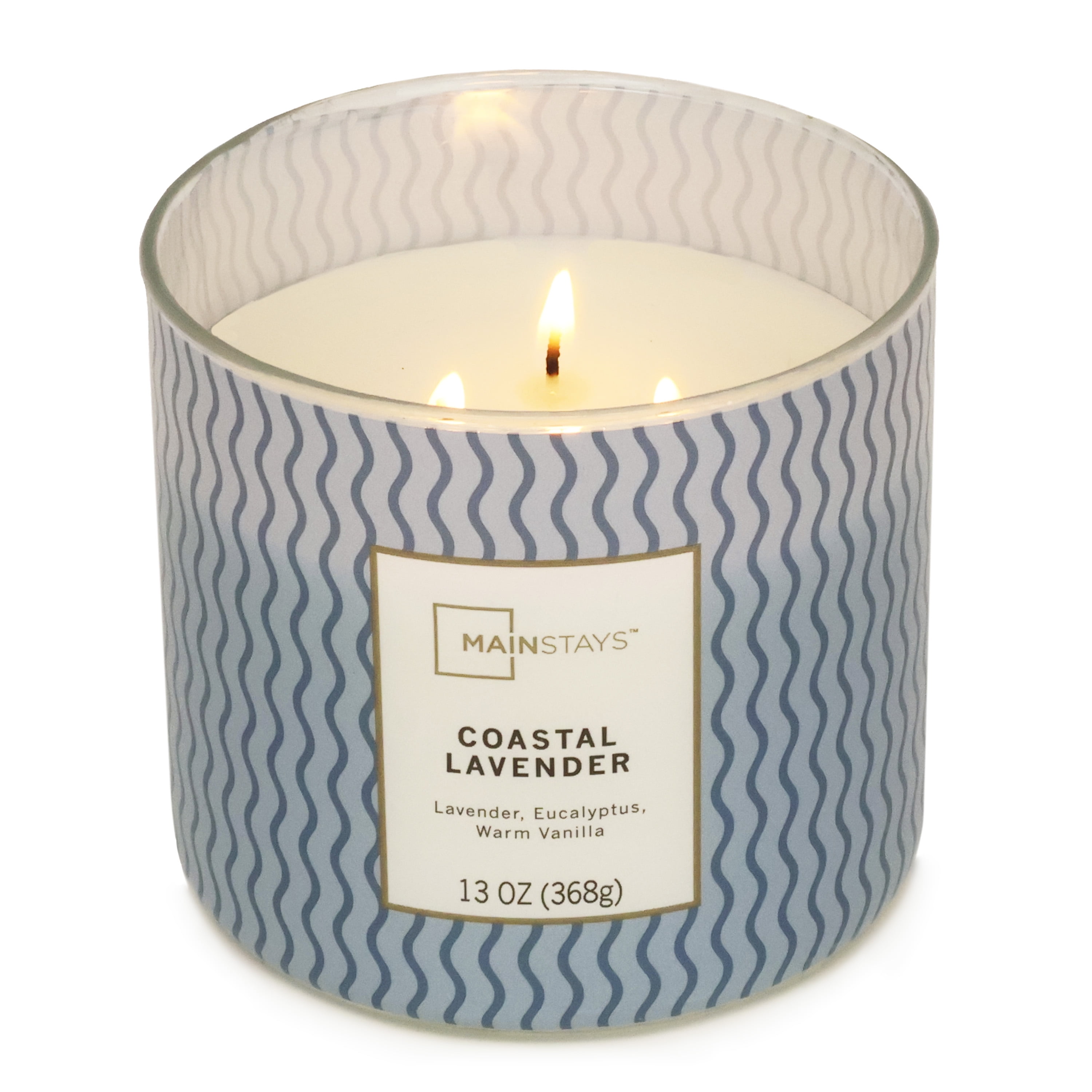 Mainstays 3-Wick Textured Wrap Coastal Lavender, 13-Ounce