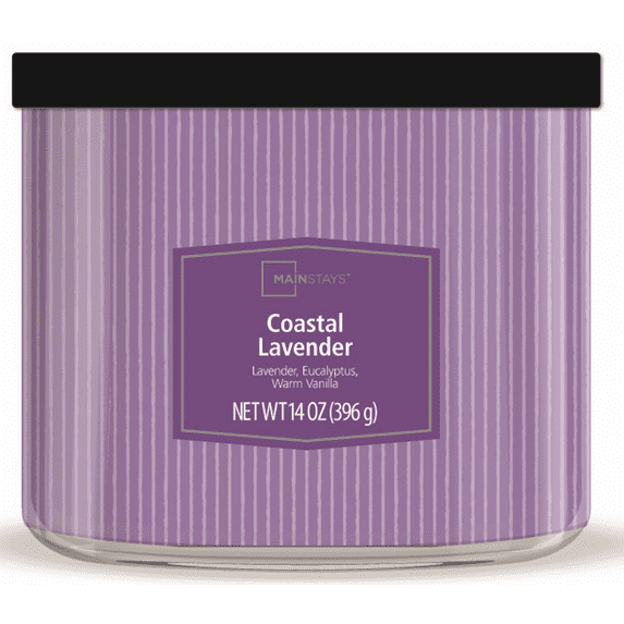 Mainstays 3-Wick Textured Wrap Coastal Lavender Candle, 14 oz