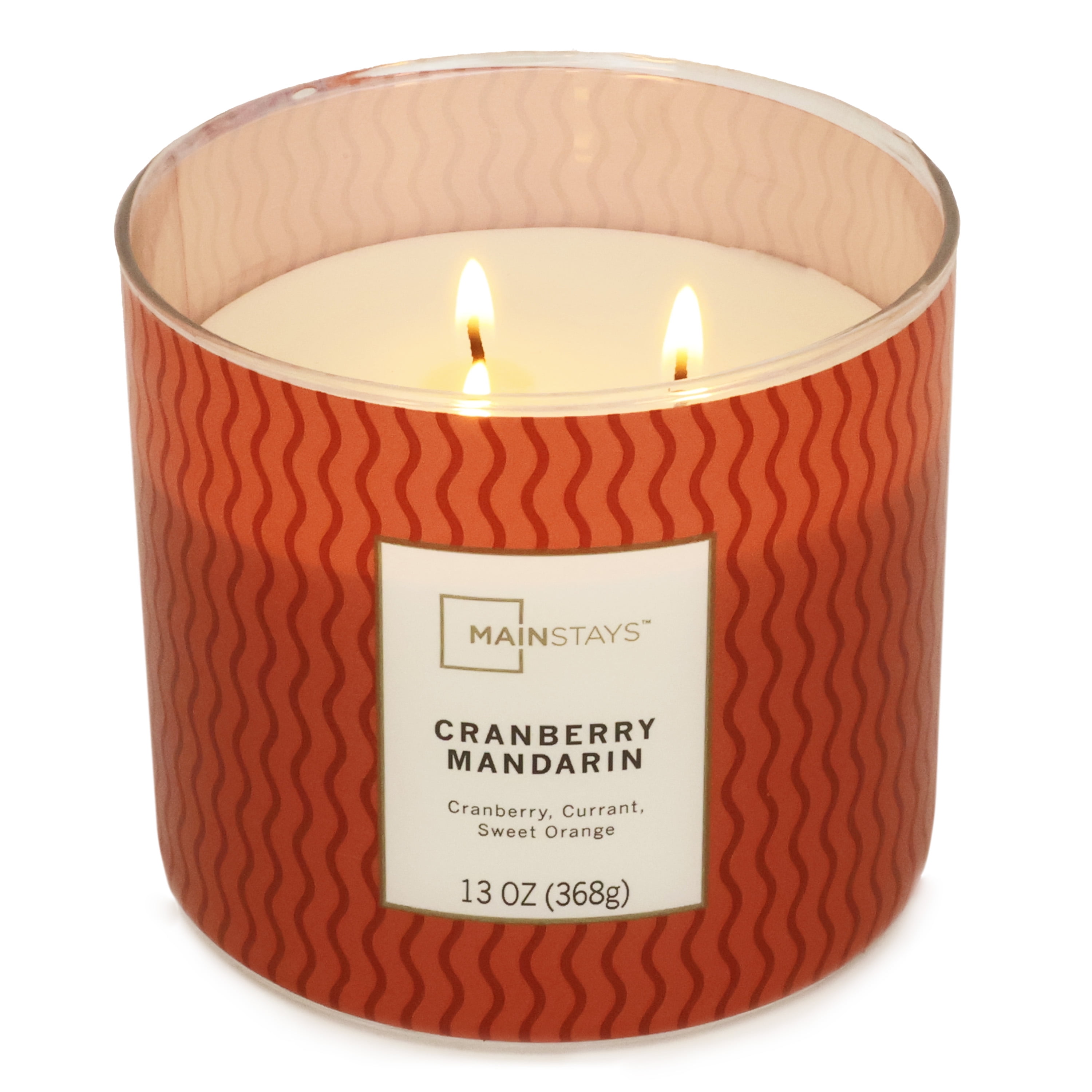 candle✣candle Mainstays 3-Wick Textured Wrap Cranberry Mandarin Candle, 13