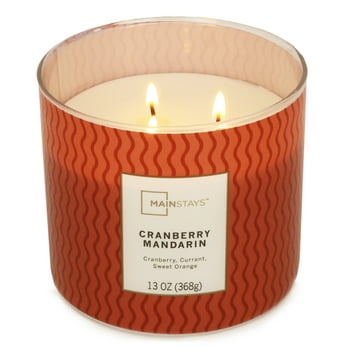 Mainstays 3-Wick Textured Wrap Cranberry Mandarin Candle, 13-Ounce