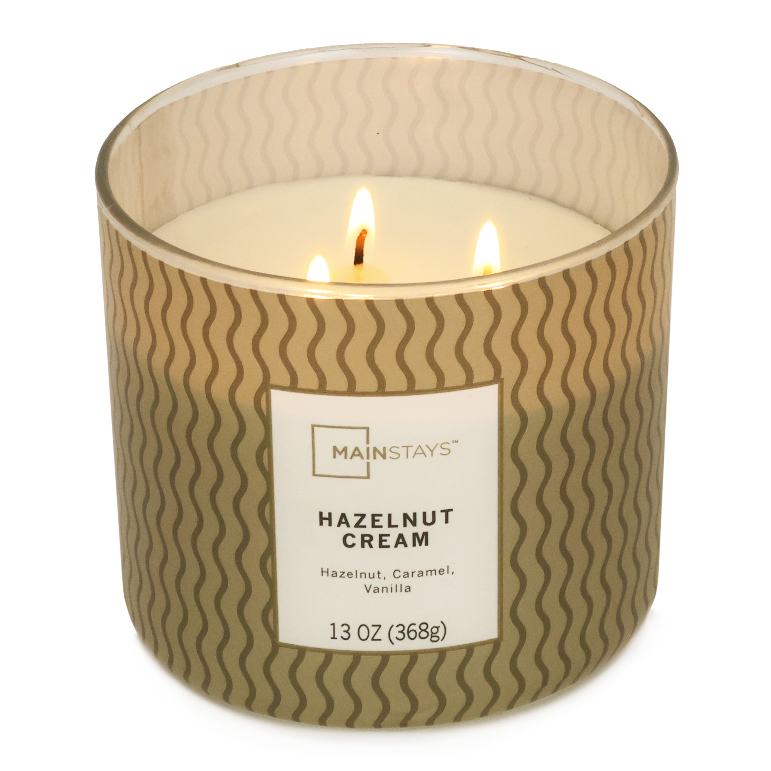 Mainstays 3-Wick Hazelnut Cream Textured Wrap Candle, 13 oz