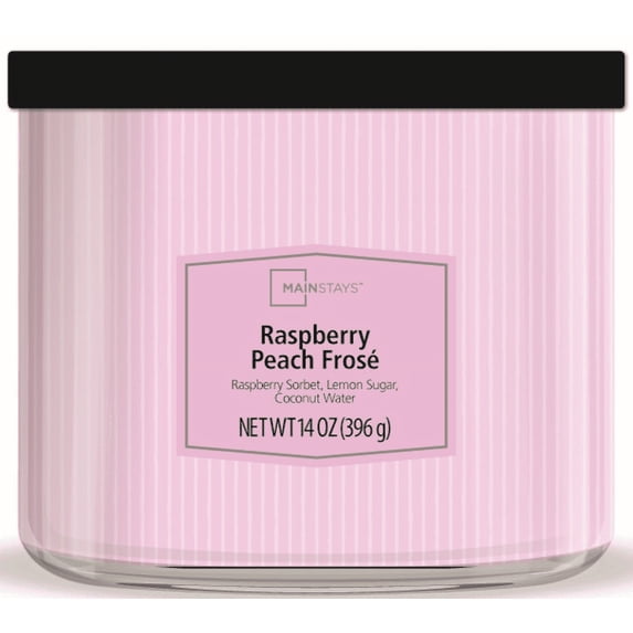 Mainstays 3-Wick Raspberry Peach Frose Candle with Textured Wrap, 14 oz