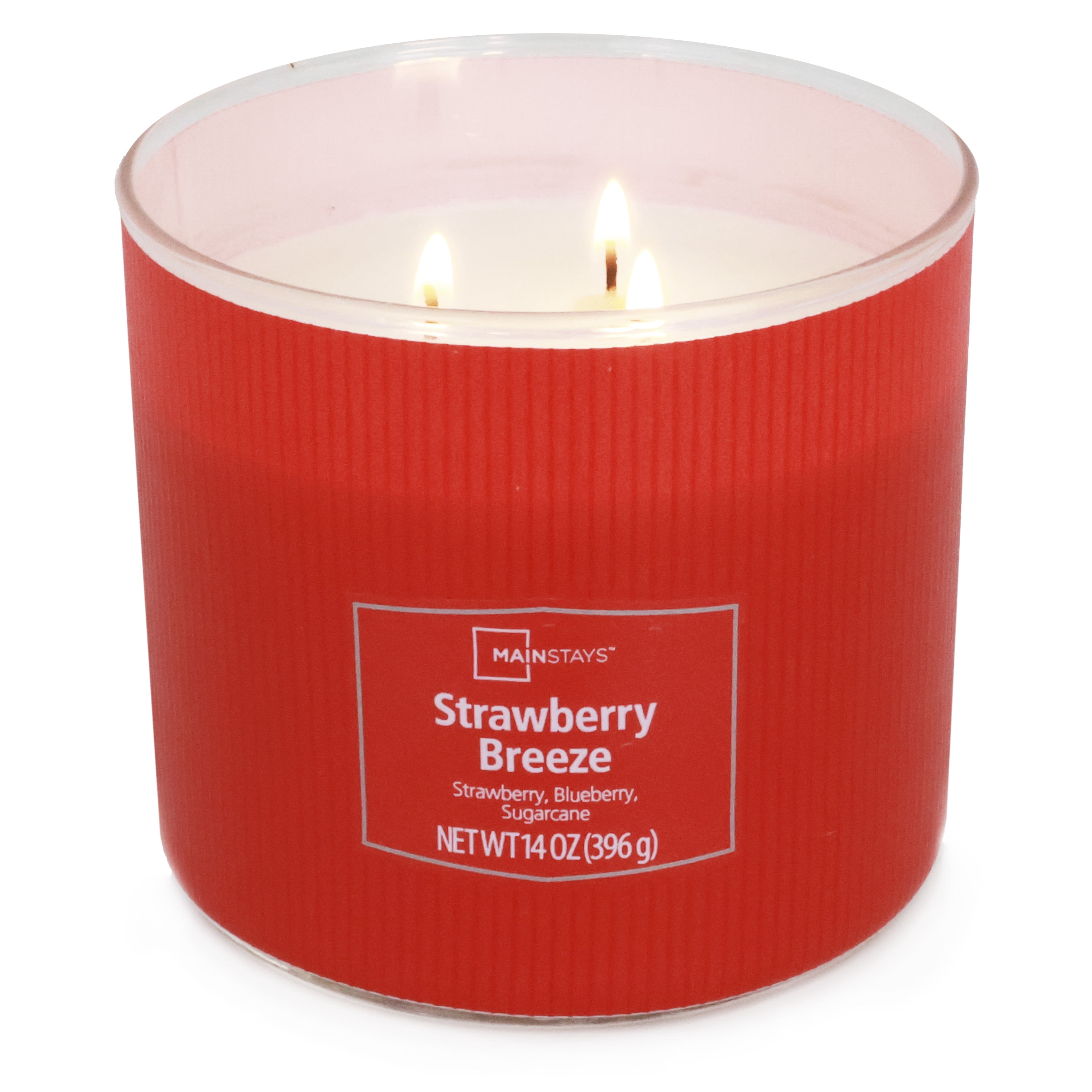 Mainstays 14-Ounce 3-Wick Textured Wrap Strawberry Breeze Candle