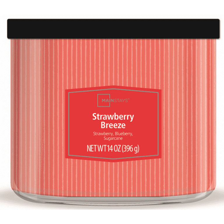 Mainstays 14-Ounce 3-Wick Textured Wrap Strawberry Breeze Candle