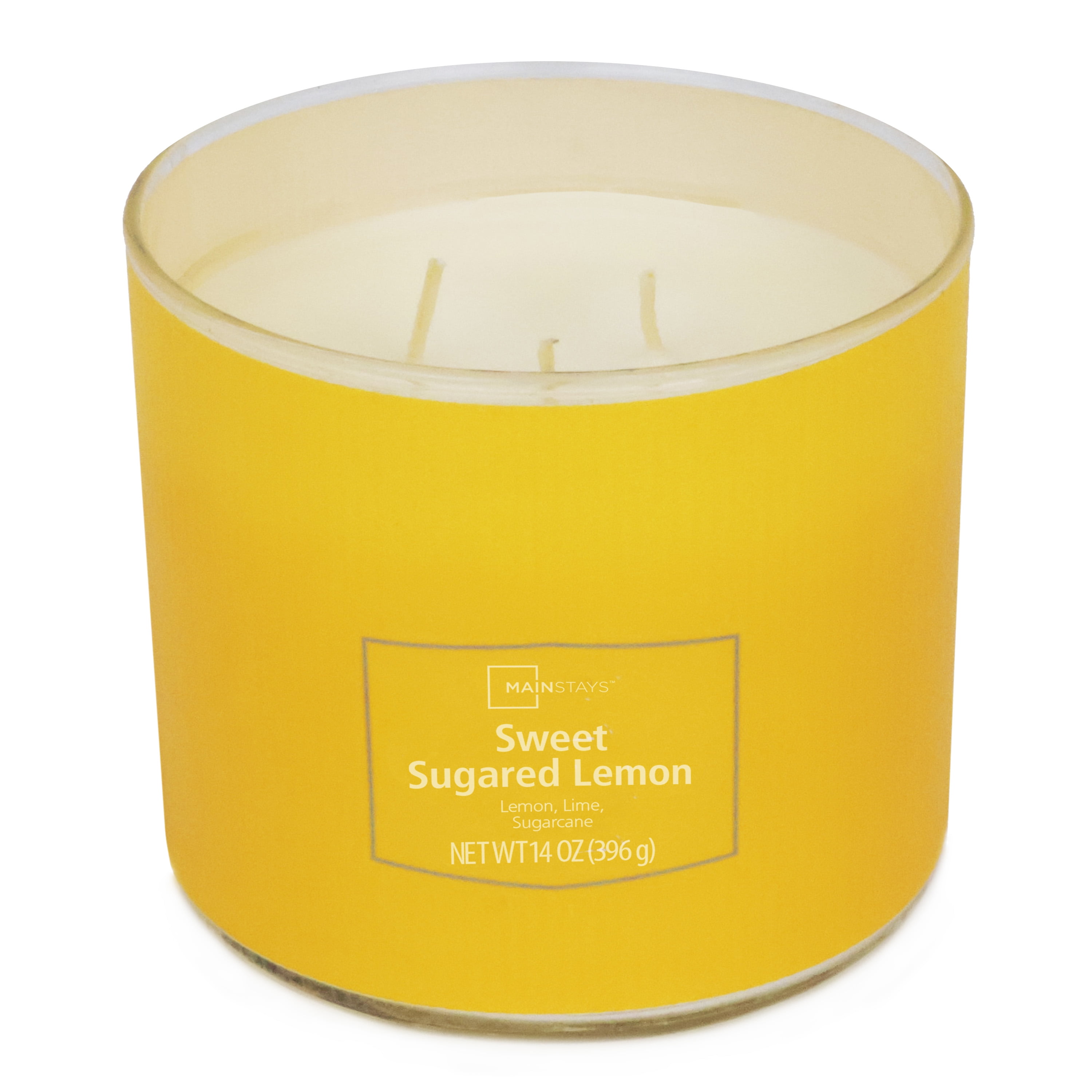 Mainstays 14 Ounce 3-Wick Textured Wrap Sweet Sugared Lemon Candle