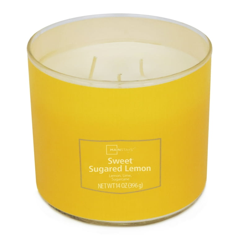 Mainstays 14 Ounce 3-Wick Textured Wrap Sweet Sugared Lemon Candle