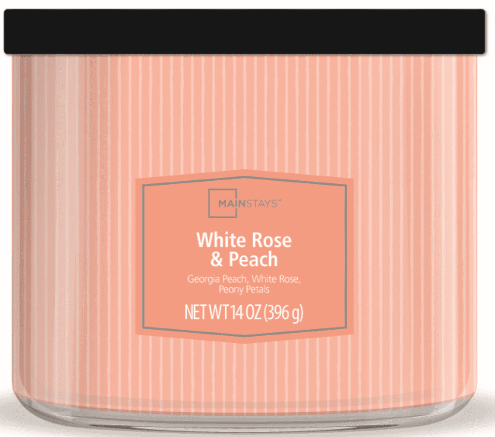 Mainstays 3-Wick Textured Wrap White Rose Peach Candle 14 Ounce