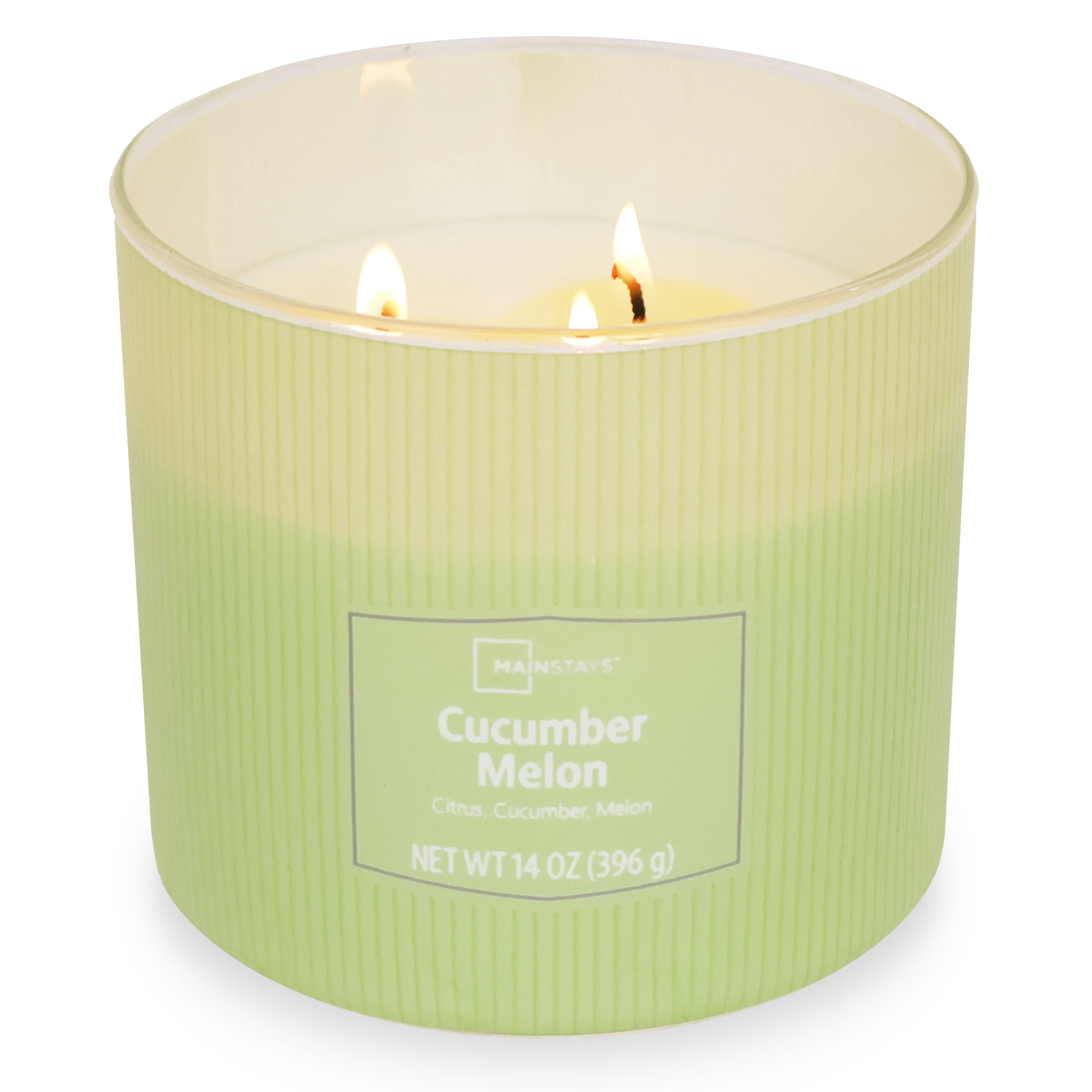 Mainstays 3-Wick Textured Wrapped Candle, Cucumber Melon, 14 oz