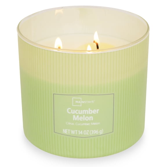 Mainstays 3-Wick Textured Wrapped Candle, Cucumber Melon, 14oz