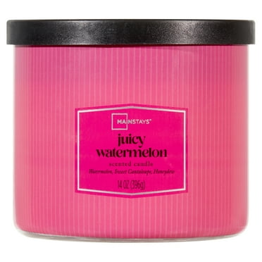 Mainstays 3-Wick Textured Wrapped Juicy Watermelon Scented Candle, 14 oz