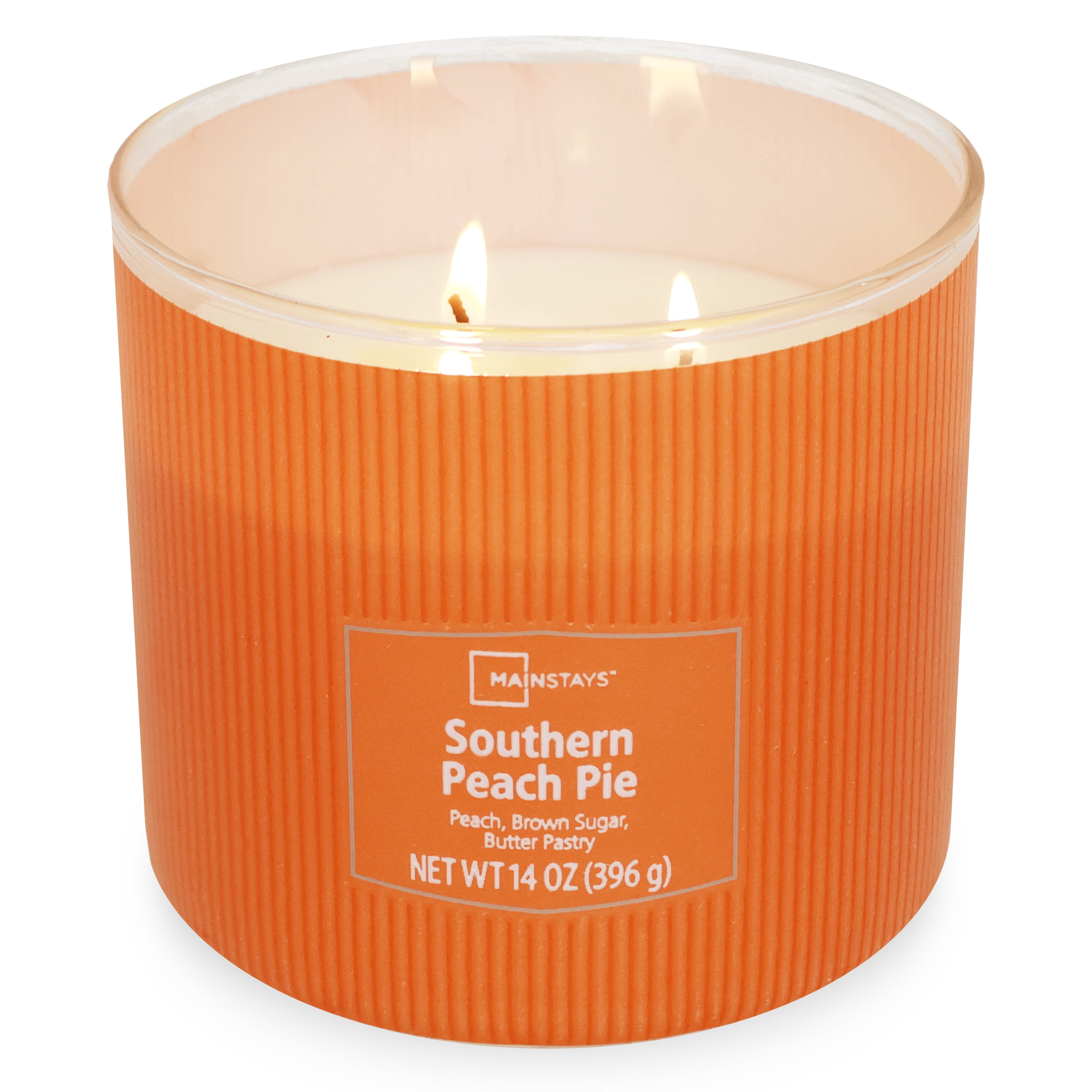 Mainstays Textured 3-Wick Candle, Southern Peach Pie Fragrance, 14oz