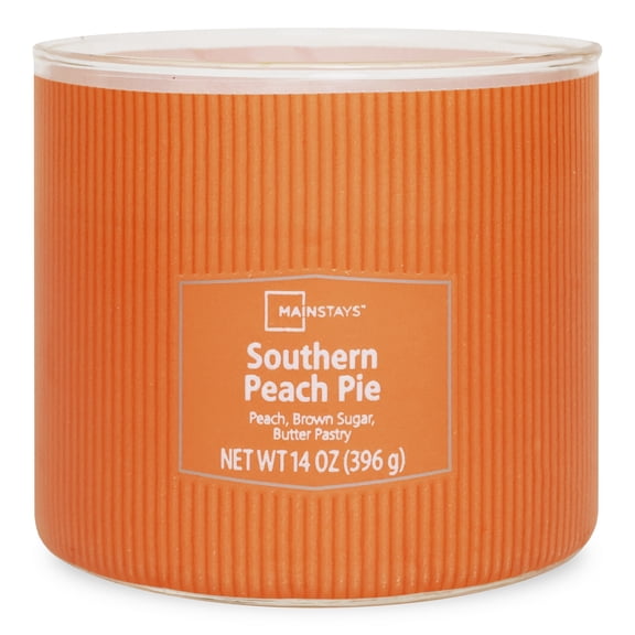 Mainstays 3-Wick Textured wrapped candle, Southern Peach Pie Fragrance, 14oz